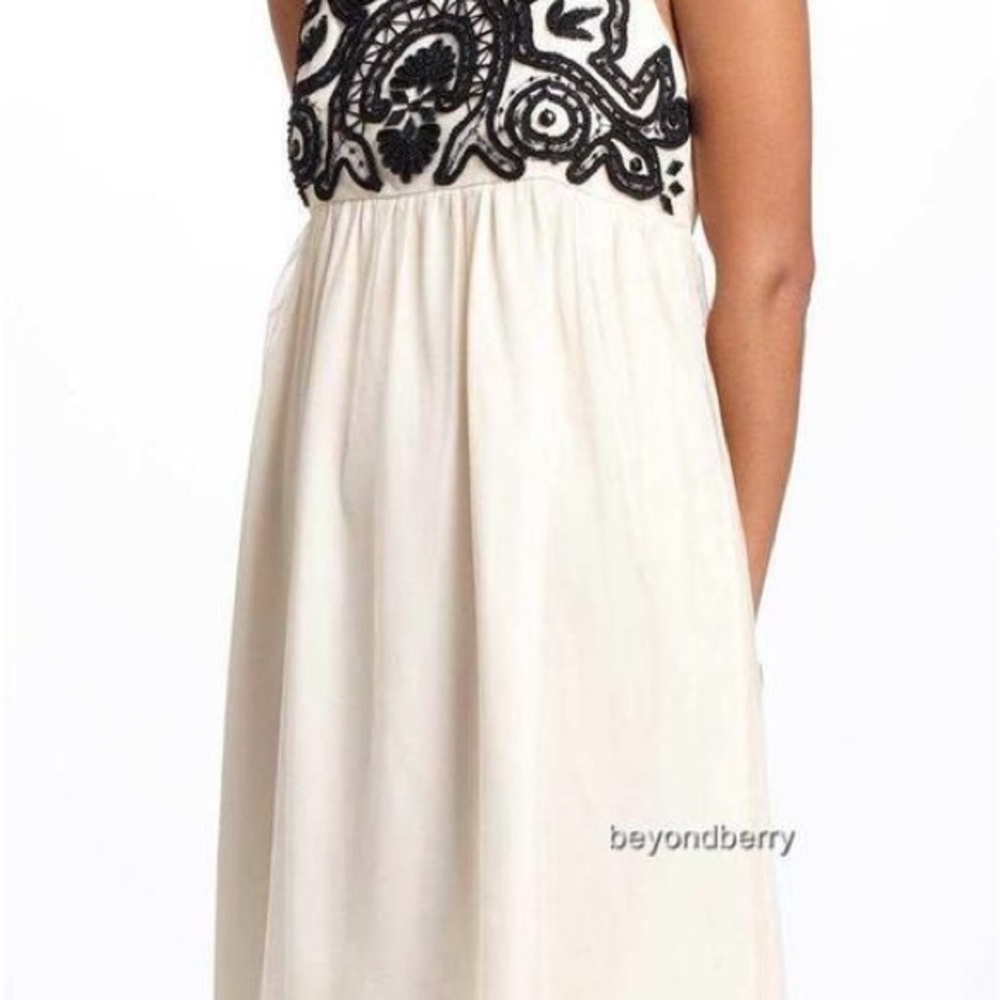 Anthropologie Black and Cream Midi Dress